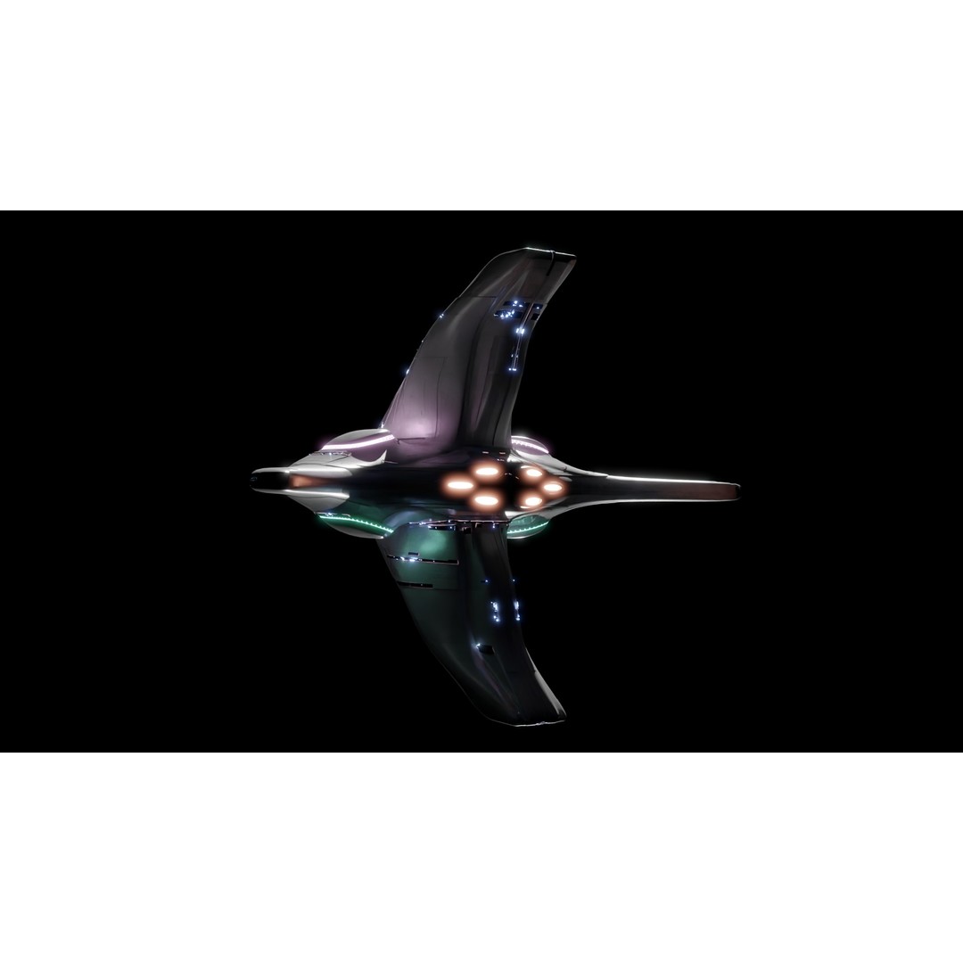 Spaceship 3D Model – Low Poly Sci-Fi Cruiser, FBX & Blender - View 8