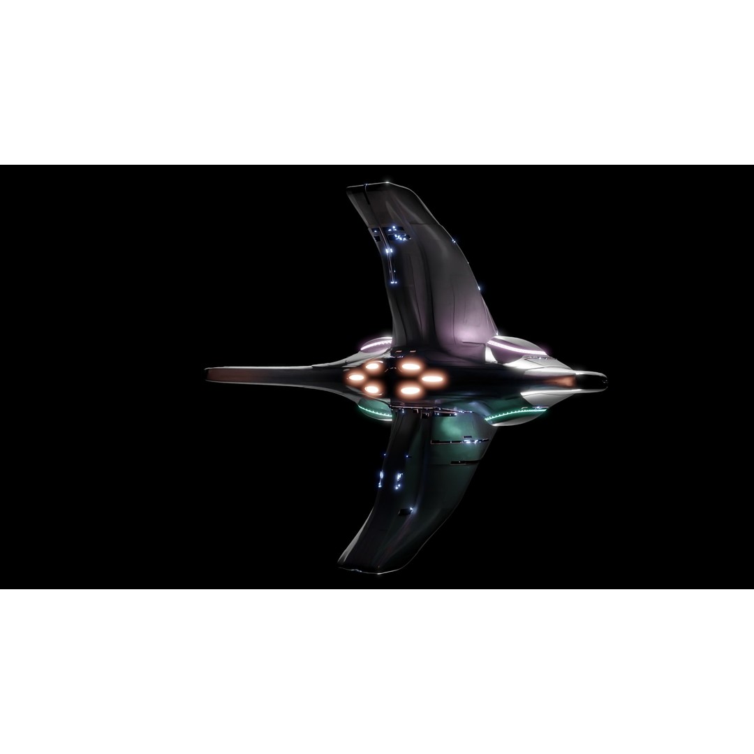 Spaceship 3D Model – Low Poly Sci-Fi Cruiser, FBX & Blender - View 9