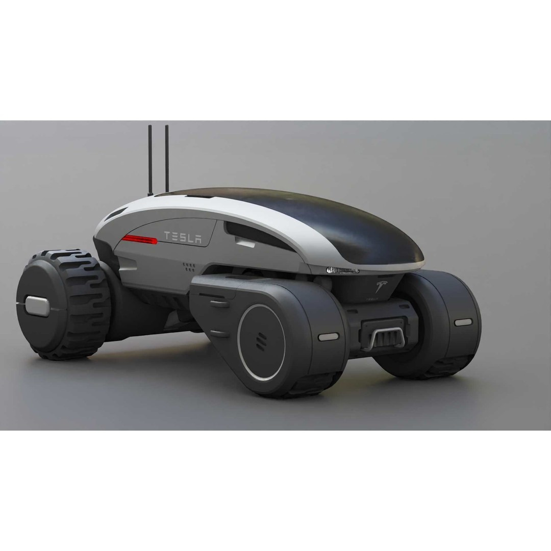 Tesla Mars Rover 3D Model – Rigged Sci-Fi Vehicle, Blender, FBX, OBJ - View 10