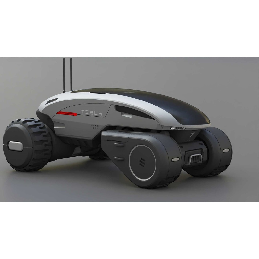 Tesla Mars Rover 3D Model – Rigged Sci-Fi Vehicle, Blender, FBX, OBJ - View 11