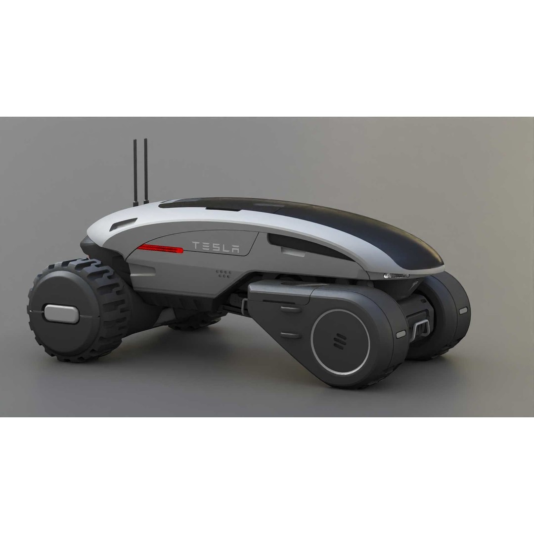 Tesla Mars Rover 3D Model – Rigged Sci-Fi Vehicle, Blender, FBX, OBJ - View 12