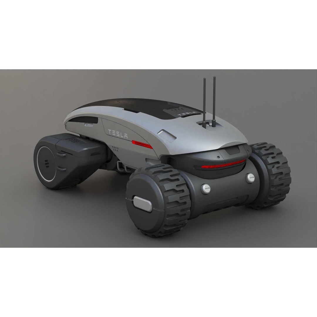 Tesla Mars Rover 3D Model – Rigged Sci-Fi Vehicle, Blender, FBX, OBJ - View 22