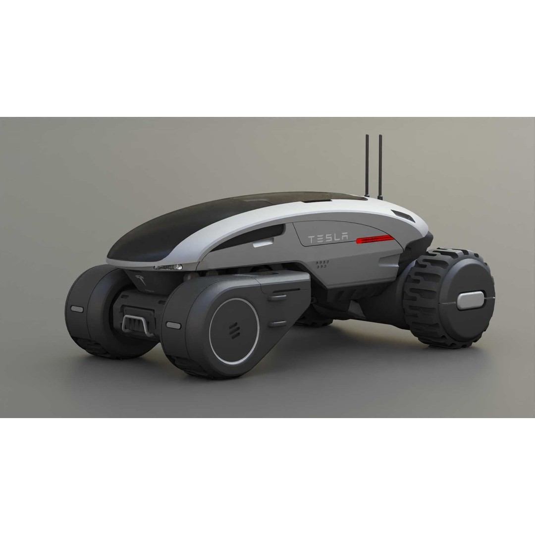 Tesla Mars Rover 3D Model – Rigged Sci-Fi Vehicle, Blender, FBX, OBJ - View 3