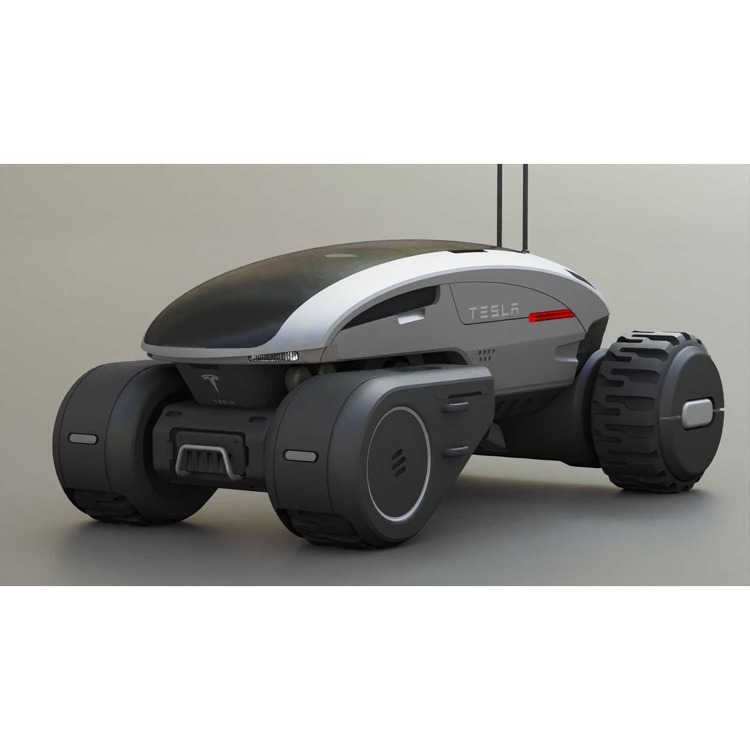 Tesla Mars Rover 3D Model – Rigged Sci-Fi Vehicle, Blender, FBX, OBJ - View 4