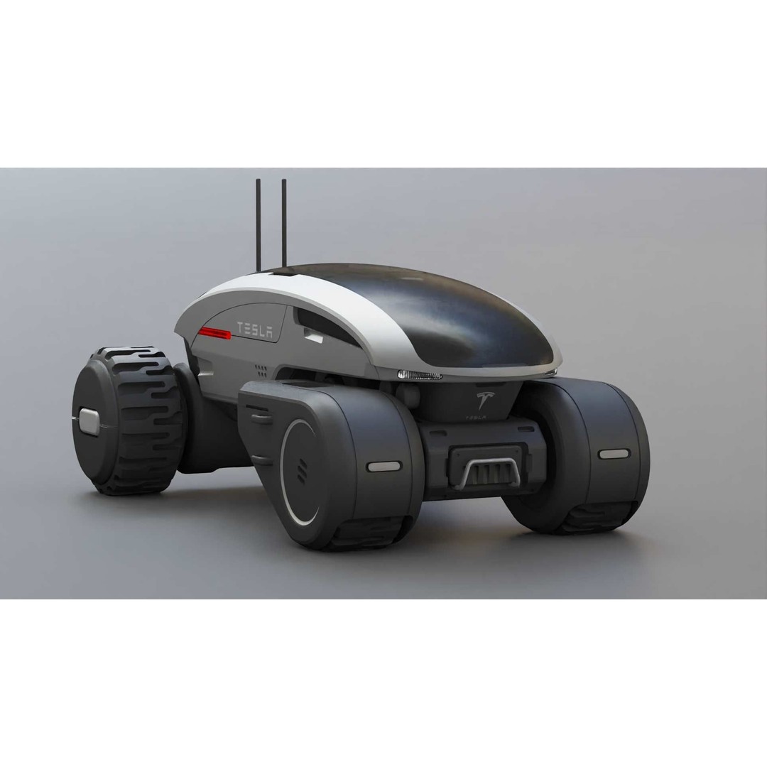 Tesla Mars Rover 3D Model – Rigged Sci-Fi Vehicle, Blender, FBX, OBJ - View 9