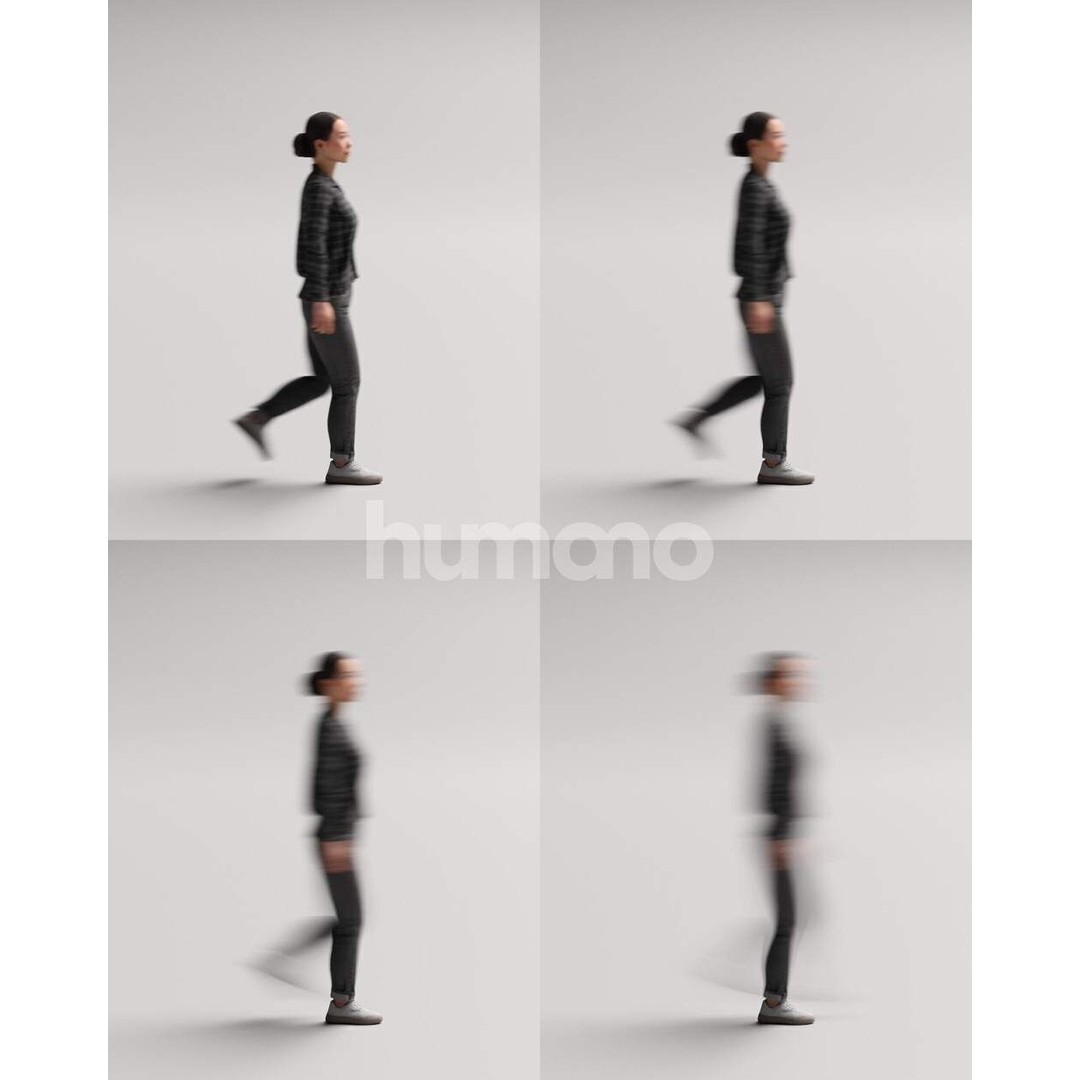 Humano Asian Woman Walking 3D Model – Realistic PBR Character, FBX
