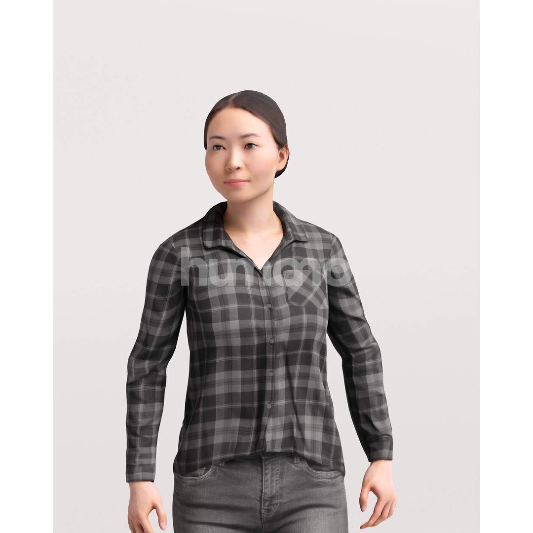 Humano Asian Woman Walking 3D Model – Realistic PBR Character, FBX - View 10