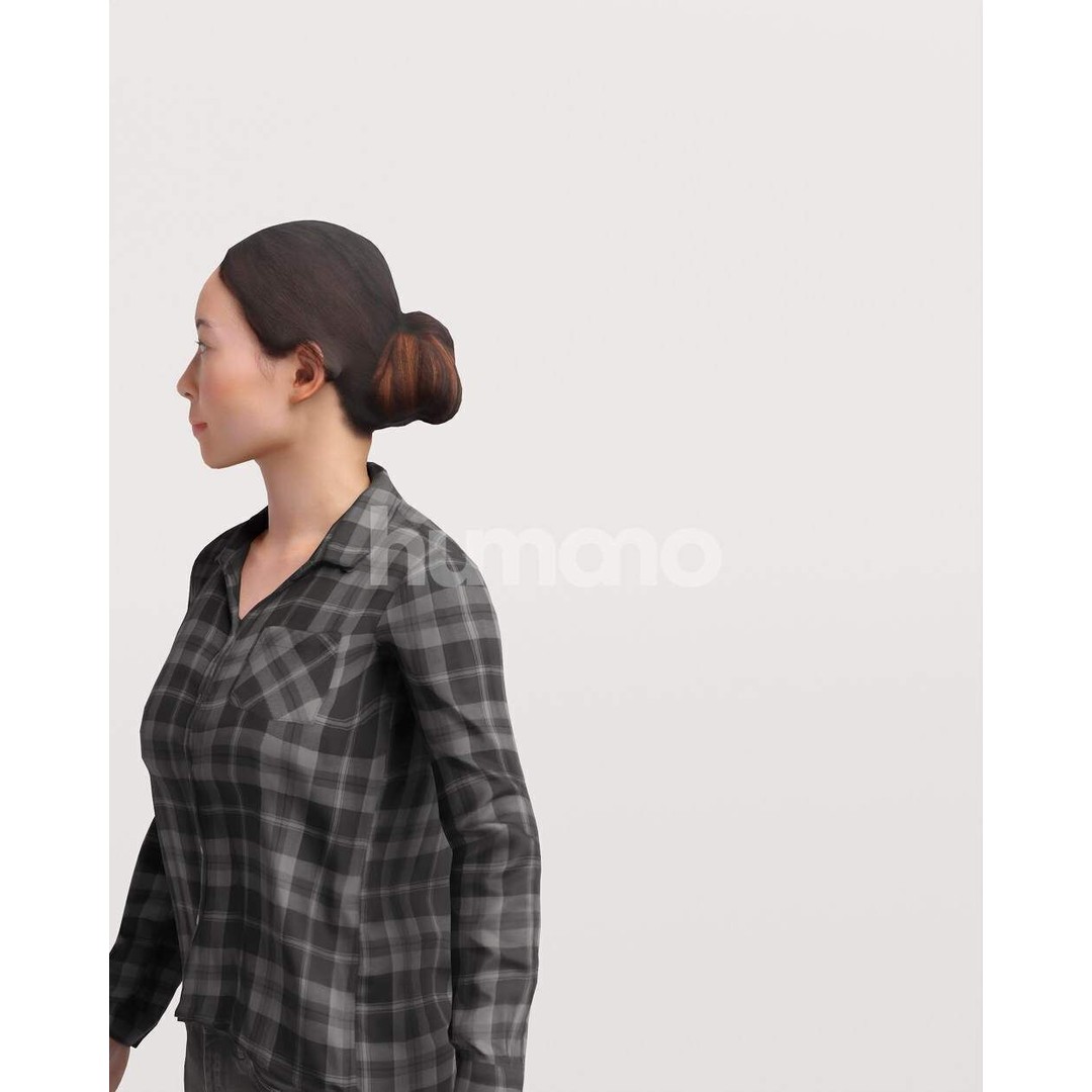 Humano Asian Woman Walking 3D Model – Realistic PBR Character, FBX - View 11