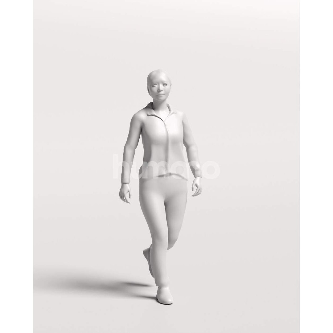 Humano Asian Woman Walking 3D Model – Realistic PBR Character, FBX - View 4