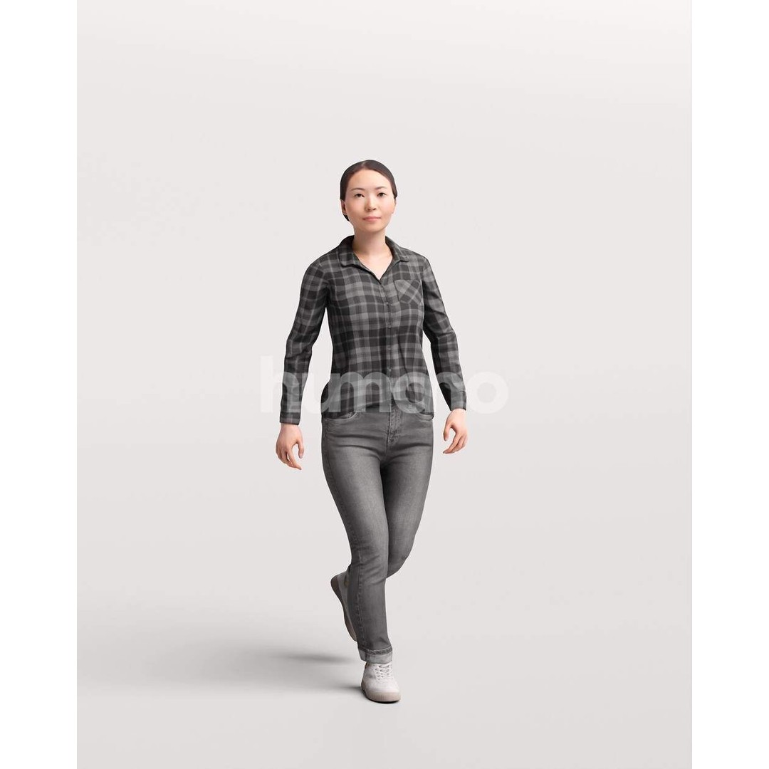 Humano Asian Woman Walking 3D Model – Realistic PBR Character, FBX - View 5