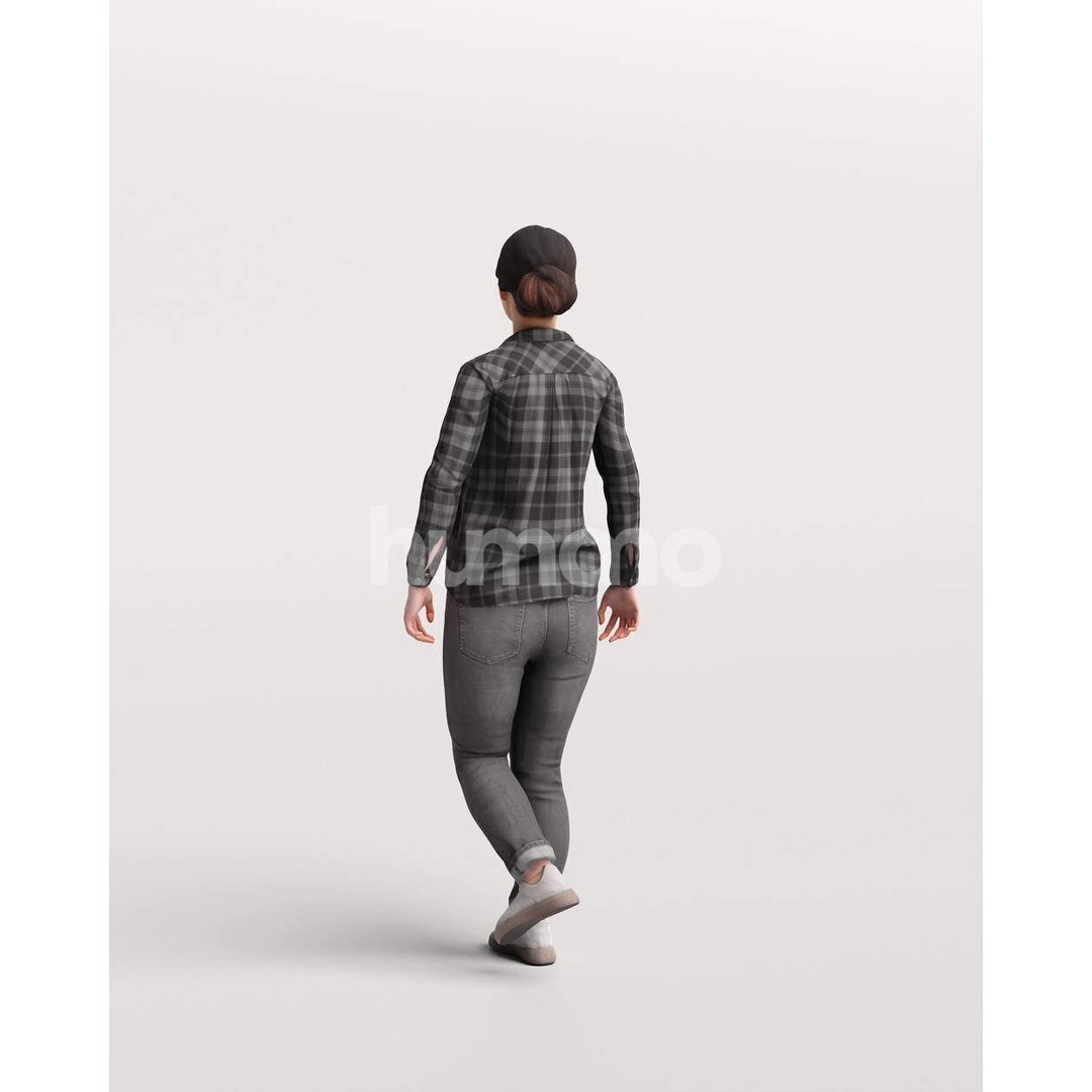 Humano Asian Woman Walking 3D Model – Realistic PBR Character, FBX - View 8