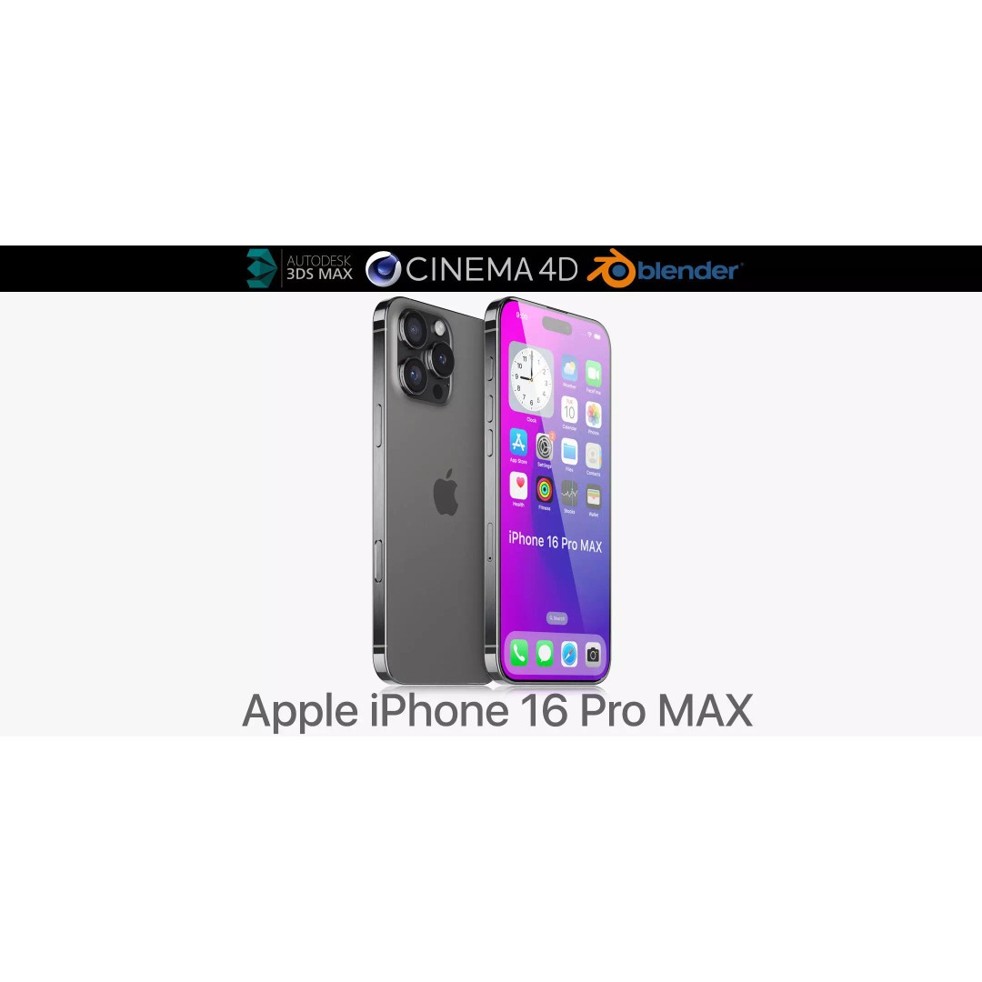 Apple iPhone 16 Pro Max 3D Model – Realistic Game-Ready Asset, FBX, OBJ - View 2