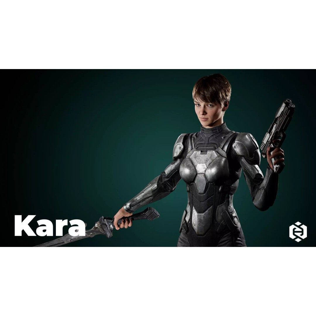Sci-Fi Female Armor Suit 3D Model – PBR Game-Ready Character Asset, FBX - View 4