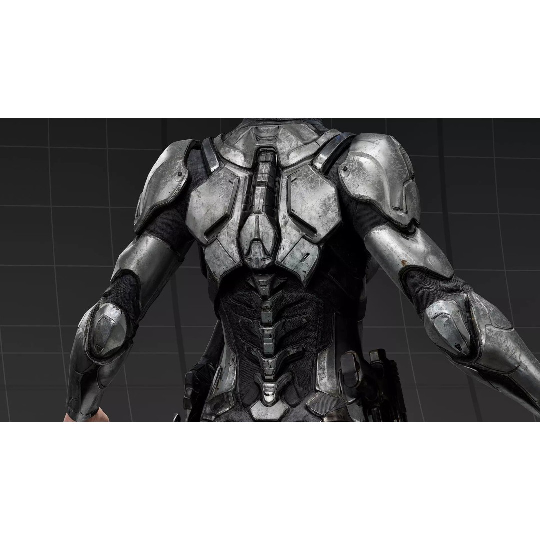 Sci-Fi Female Armor Suit 3D Model – PBR Game-Ready Character Asset, FBX - View 6