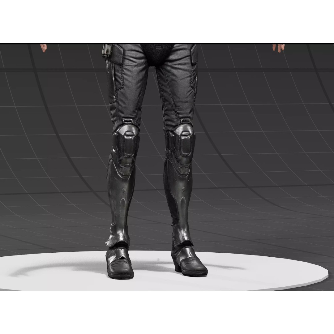 Sci-Fi Female Armor Suit 3D Model – PBR Game-Ready Character Asset, FBX - View 9