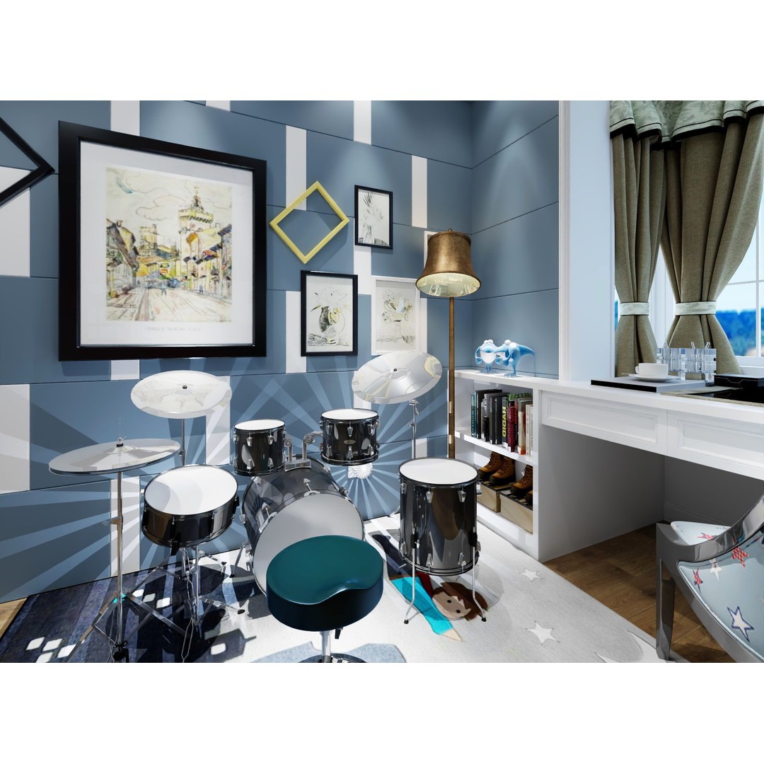 Boys Bedroom 3D Model – Inspiring Kids Room Design, FBX - View 10