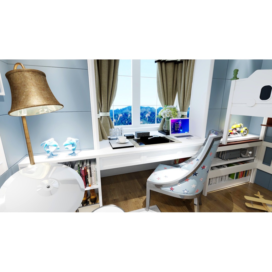 Boys Bedroom 3D Model – Inspiring Kids Room Design, FBX - View 5