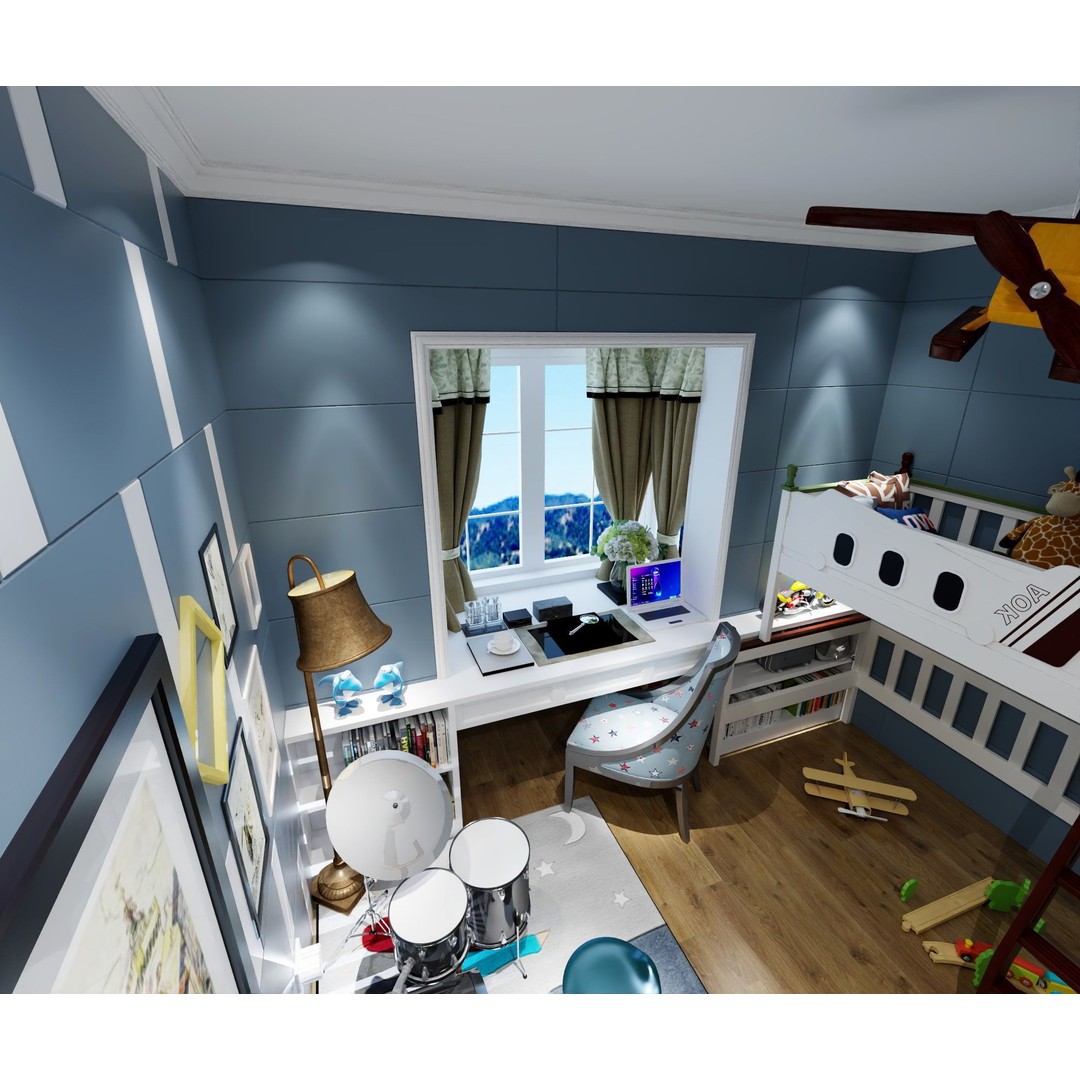 Boys Bedroom 3D Model – Inspiring Kids Room Design, FBX - View 6