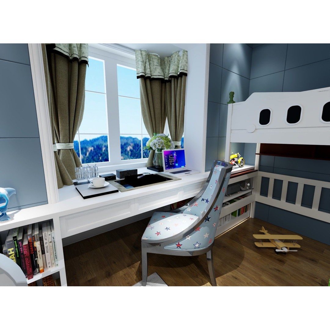 Boys Bedroom 3D Model – Inspiring Kids Room Design, FBX - View 7