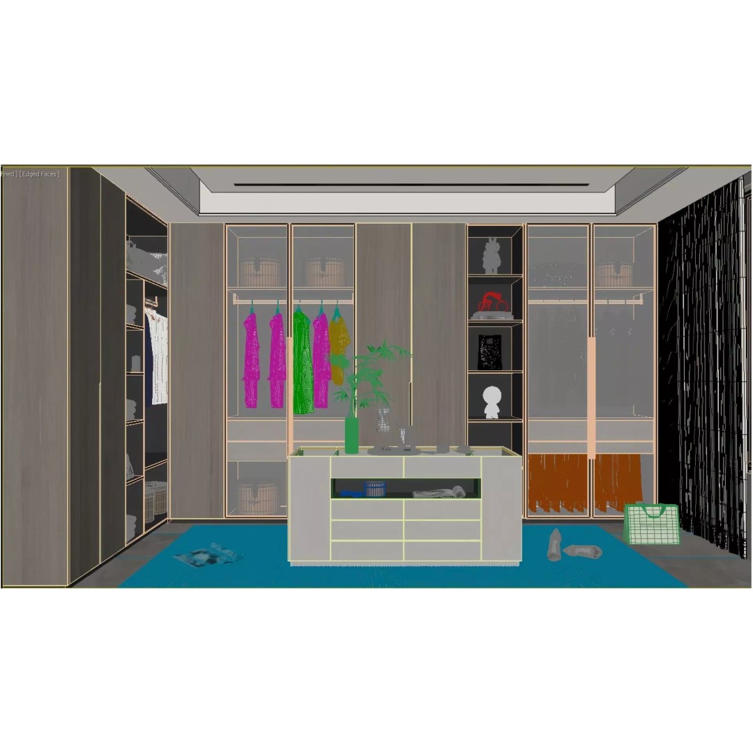 Modern Cloakroom 3D Model – Light Luxury Design, FBX, OBJ