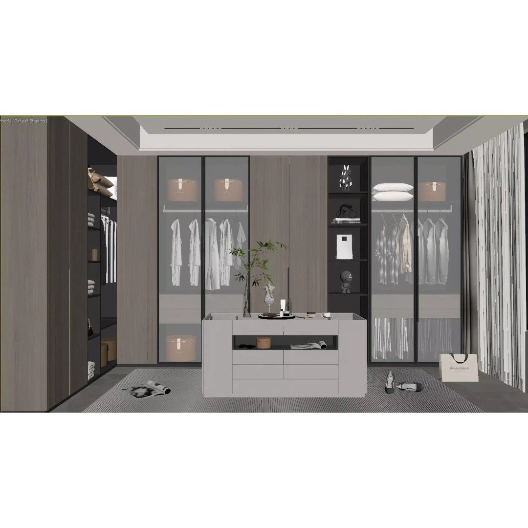 Modern Cloakroom 3D Model – Light Luxury Design, FBX, OBJ - View 3