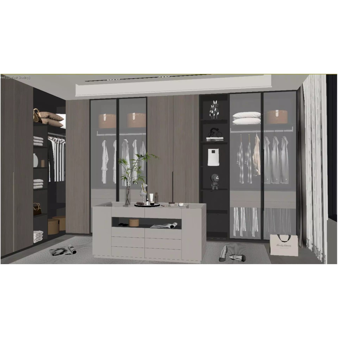 Modern Cloakroom 3D Model – Light Luxury Design, FBX, OBJ - View 4