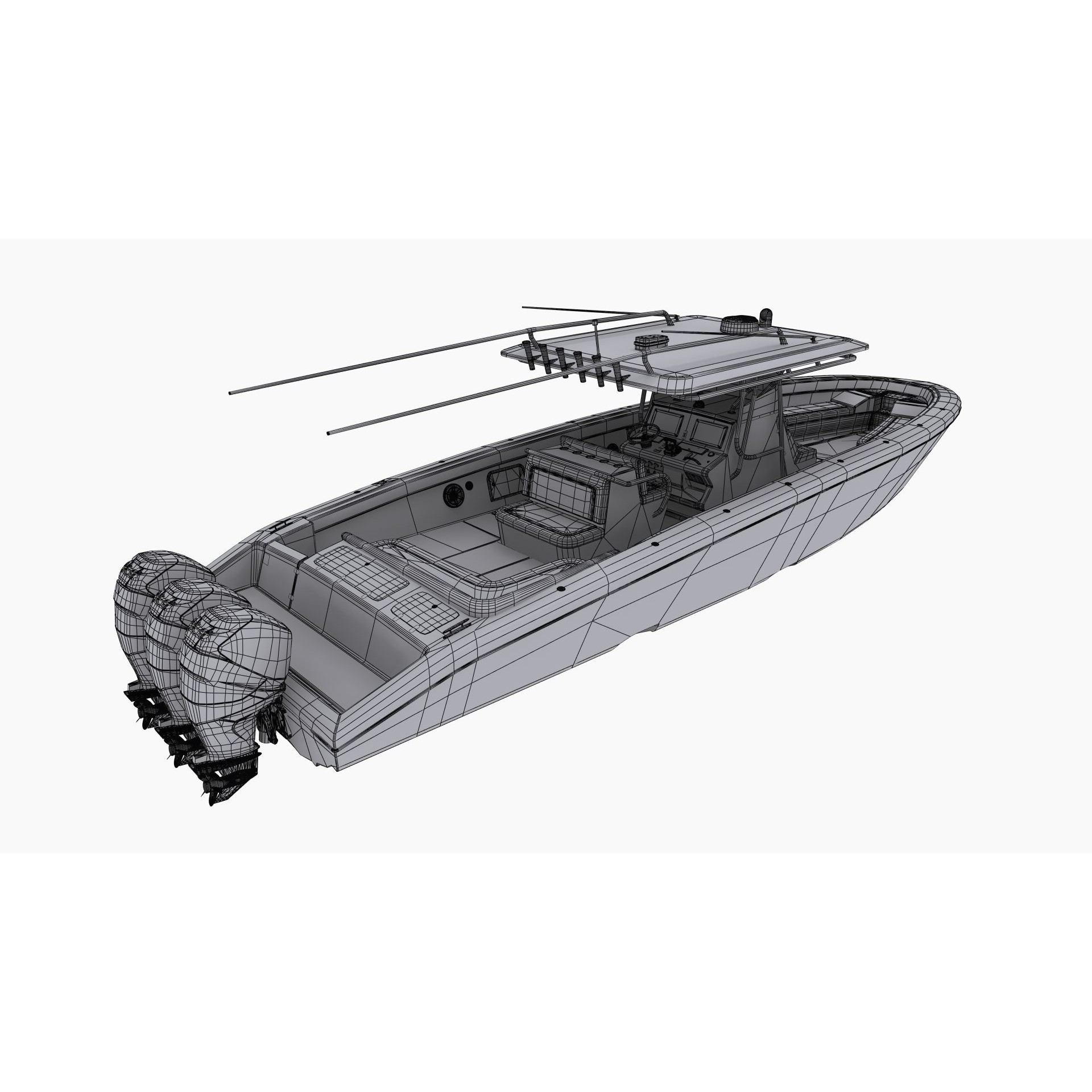 Midnight Express 37ft Open Boat - Low-Poly Game-Ready 3D Model