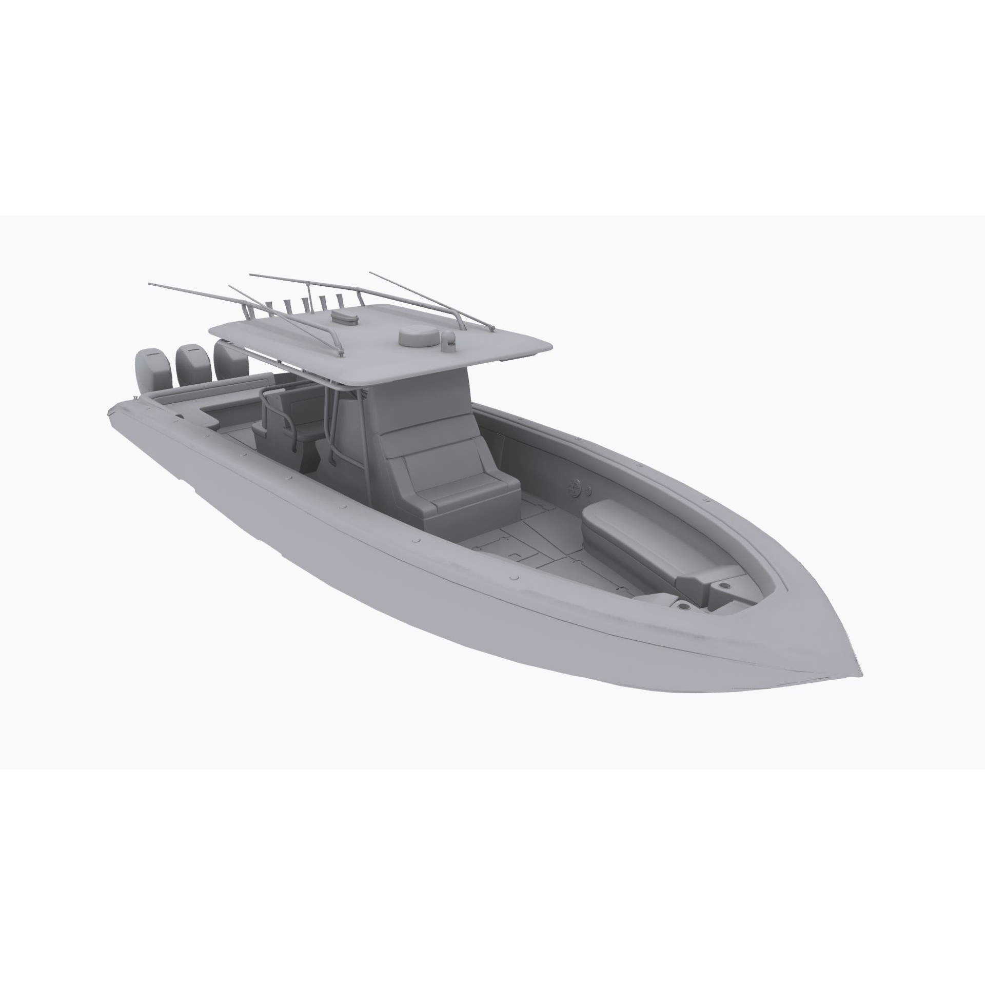 Midnight Express 37ft Open Boat - Low-Poly Game-Ready 3D Model - View 12