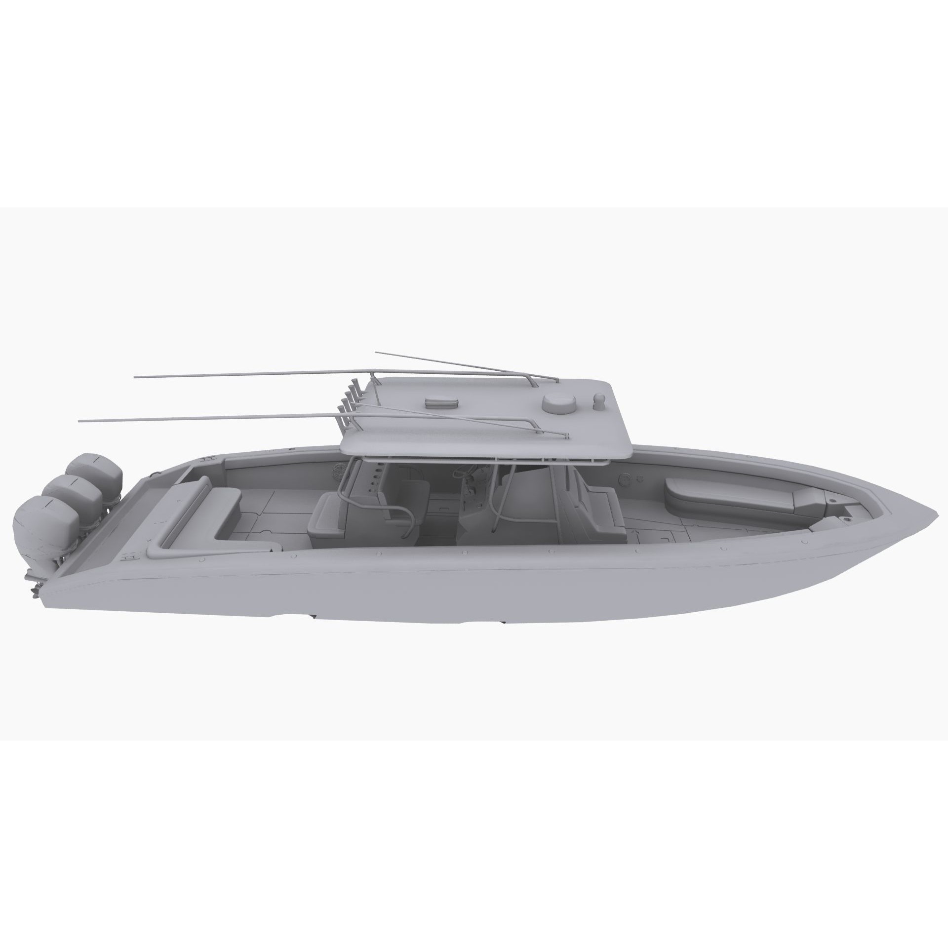 Midnight Express 37ft Open Boat - Low-Poly Game-Ready 3D Model - View 13