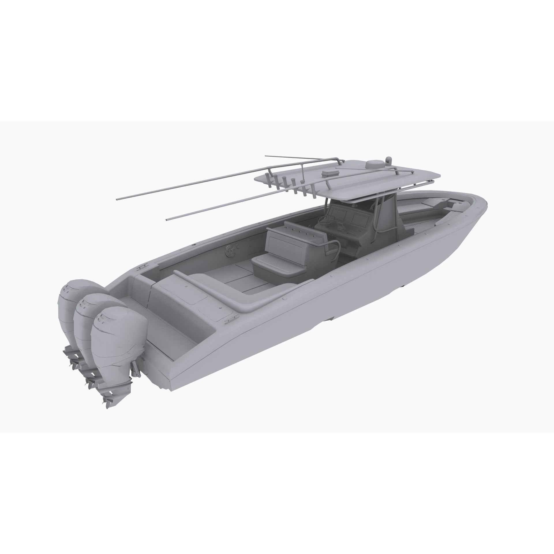 Midnight Express 37ft Open Boat - Low-Poly Game-Ready 3D Model - View 14