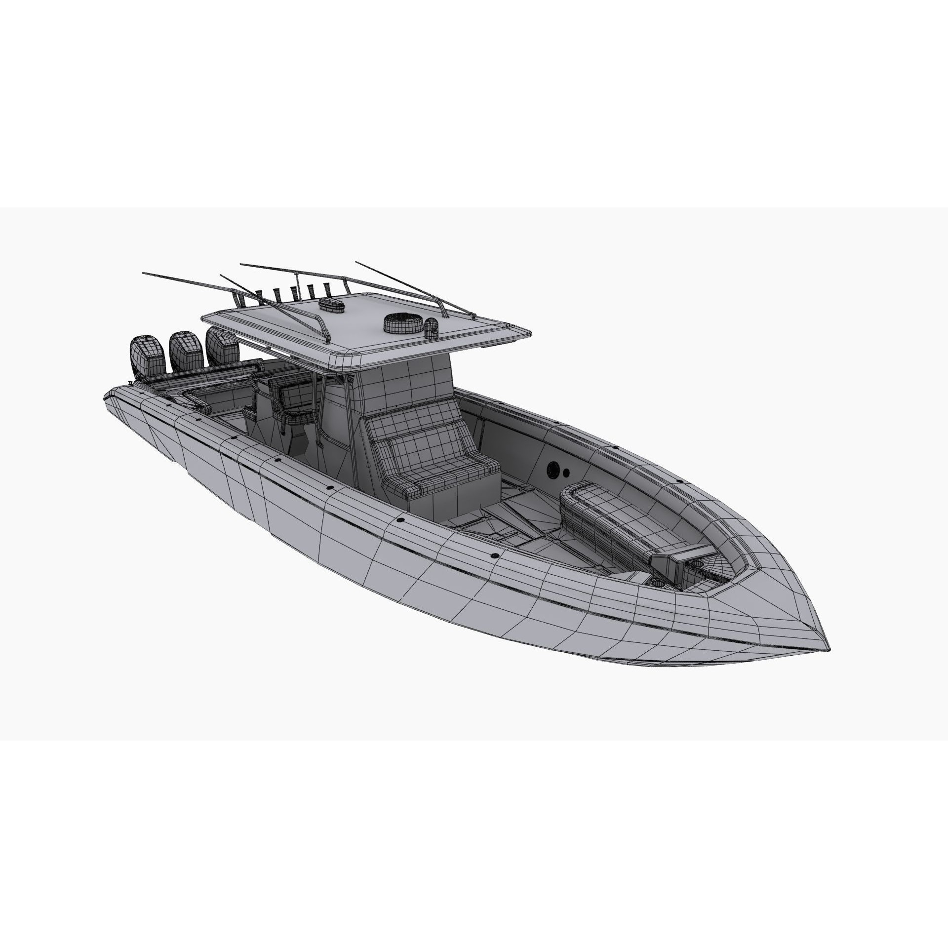 Midnight Express 37ft Open Boat - Low-Poly Game-Ready 3D Model - View 15