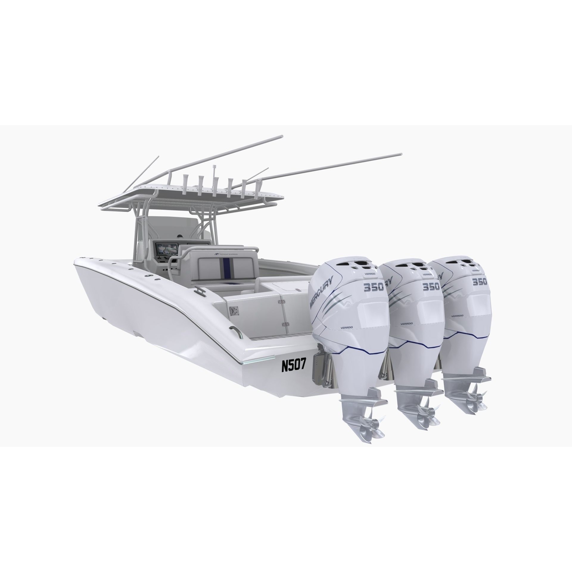 Midnight Express 37ft Open Boat - Low-Poly Game-Ready 3D Model - View 8