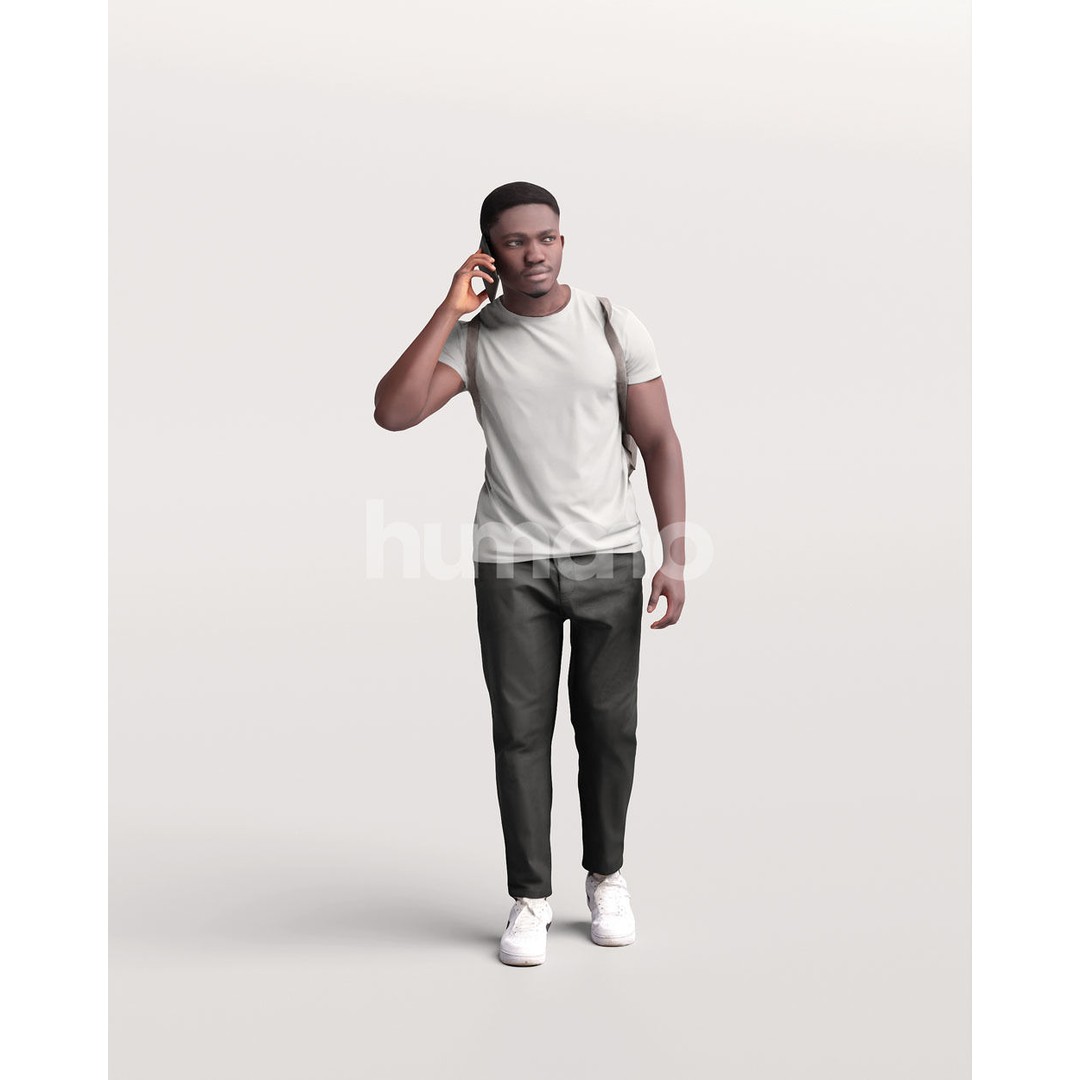 Humano Black Man 3D Model – Realistic Casual Character with Phone - View 11