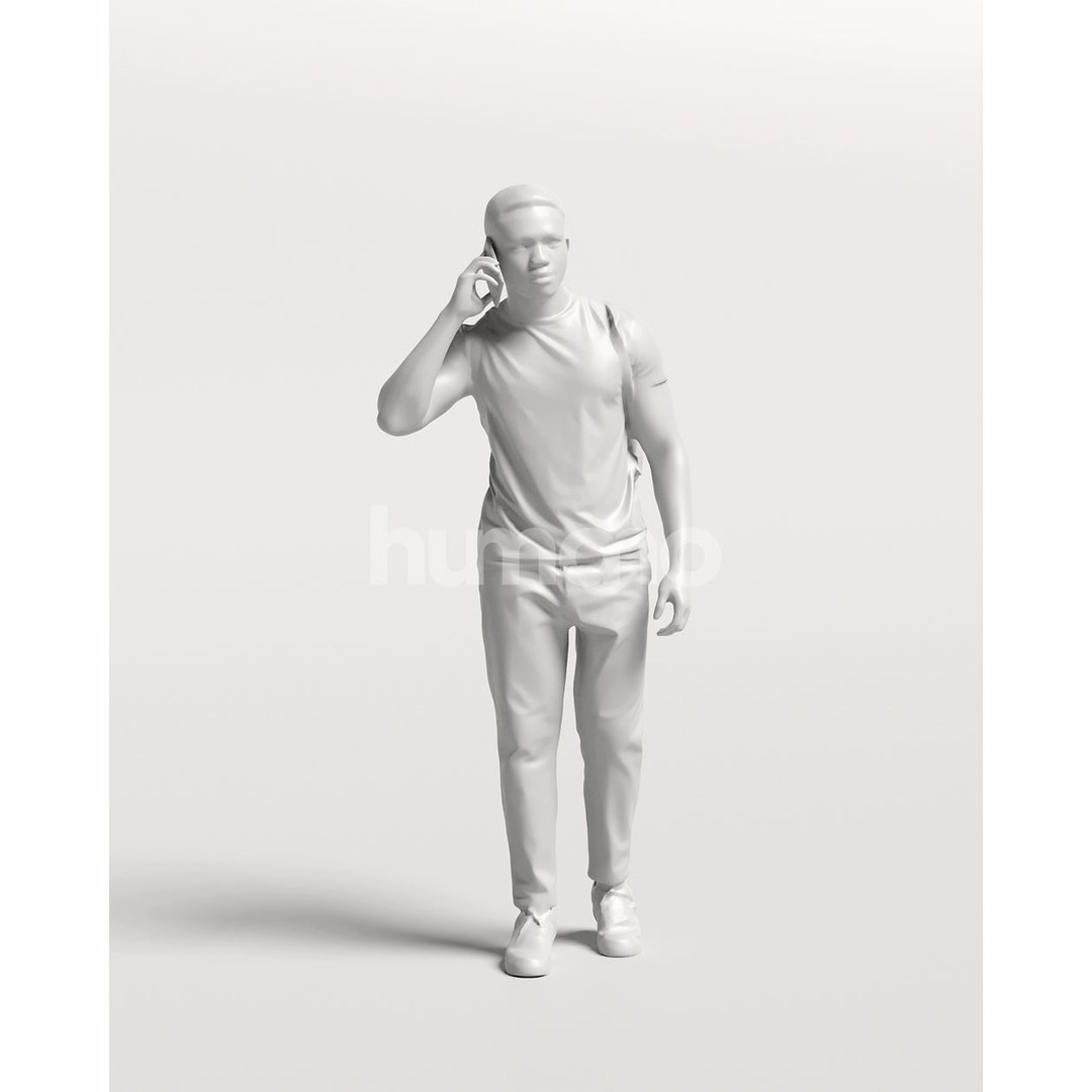 Humano Black Man 3D Model – Realistic Casual Character with Phone - View 13
