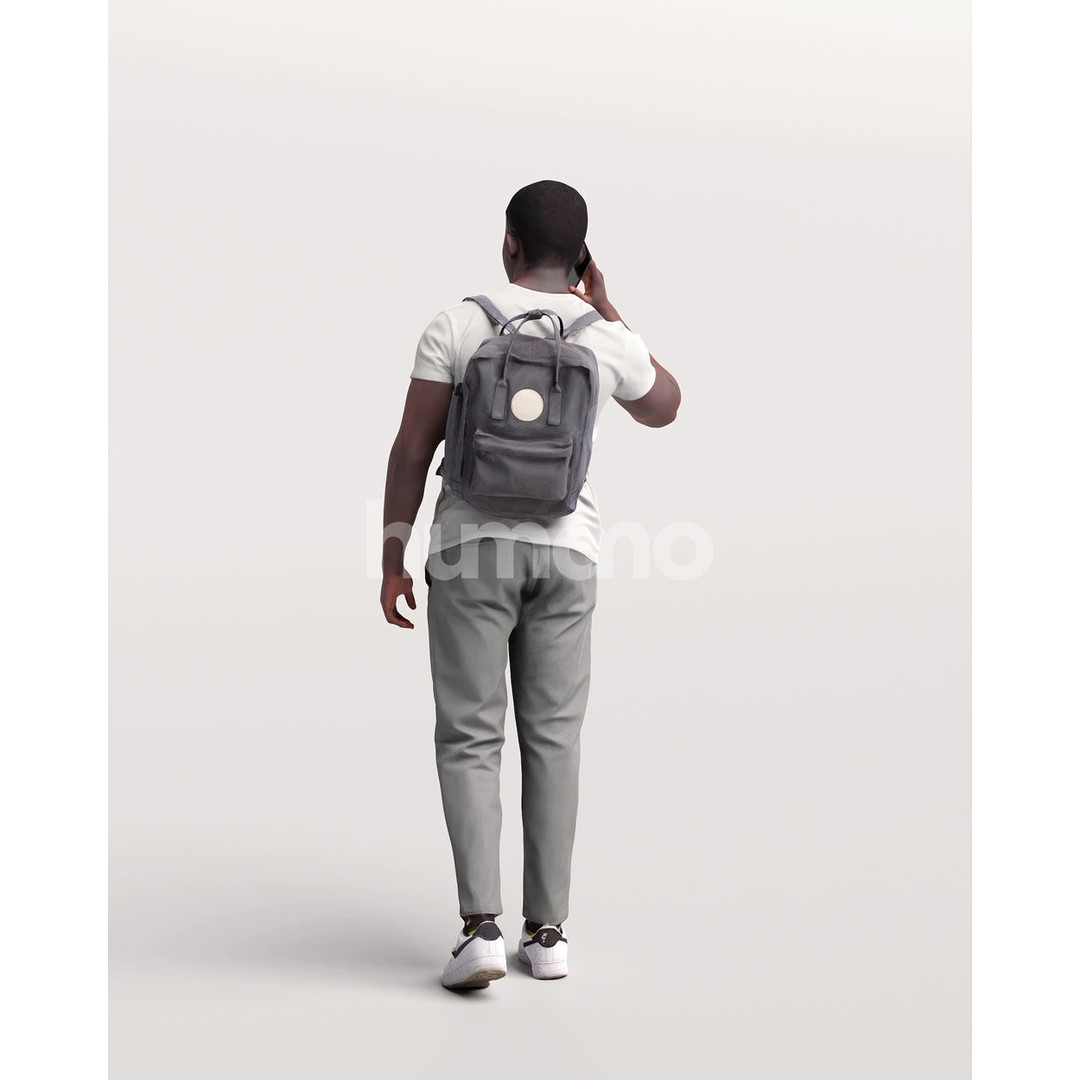 Humano Black Man 3D Model – Realistic Casual Character with Phone - View 5