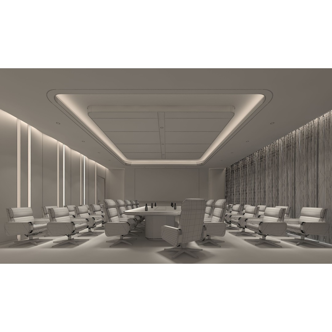 Office Interior 3D Model – Modern Conference Room, FBX & OBJ - View 10