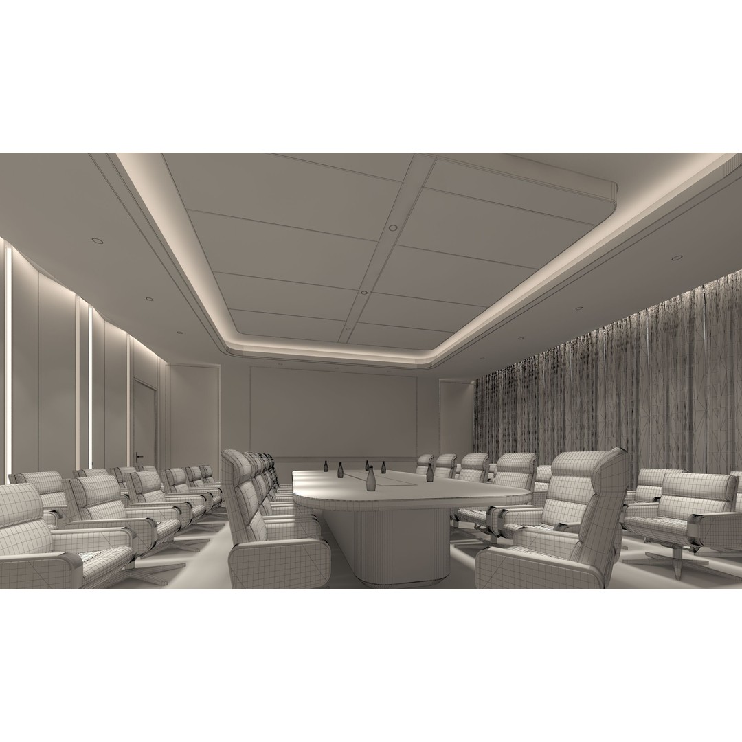 Office Interior 3D Model – Modern Conference Room, FBX & OBJ - View 11