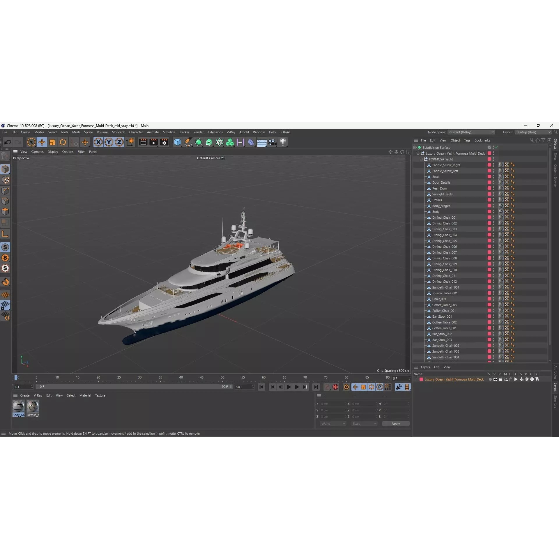 Luxury Ocean Yacht Formosa Multi-Deck - PBR 3D Model