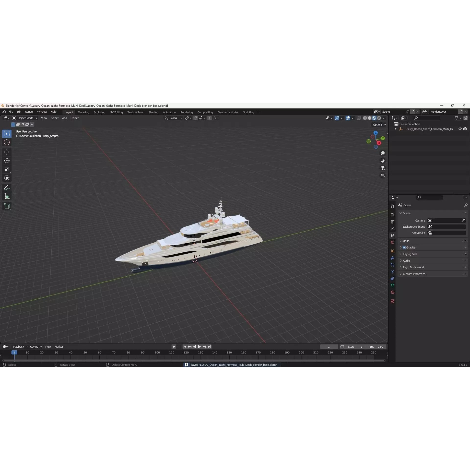 Luxury Ocean Yacht Formosa Multi-Deck - PBR 3D Model - View 22