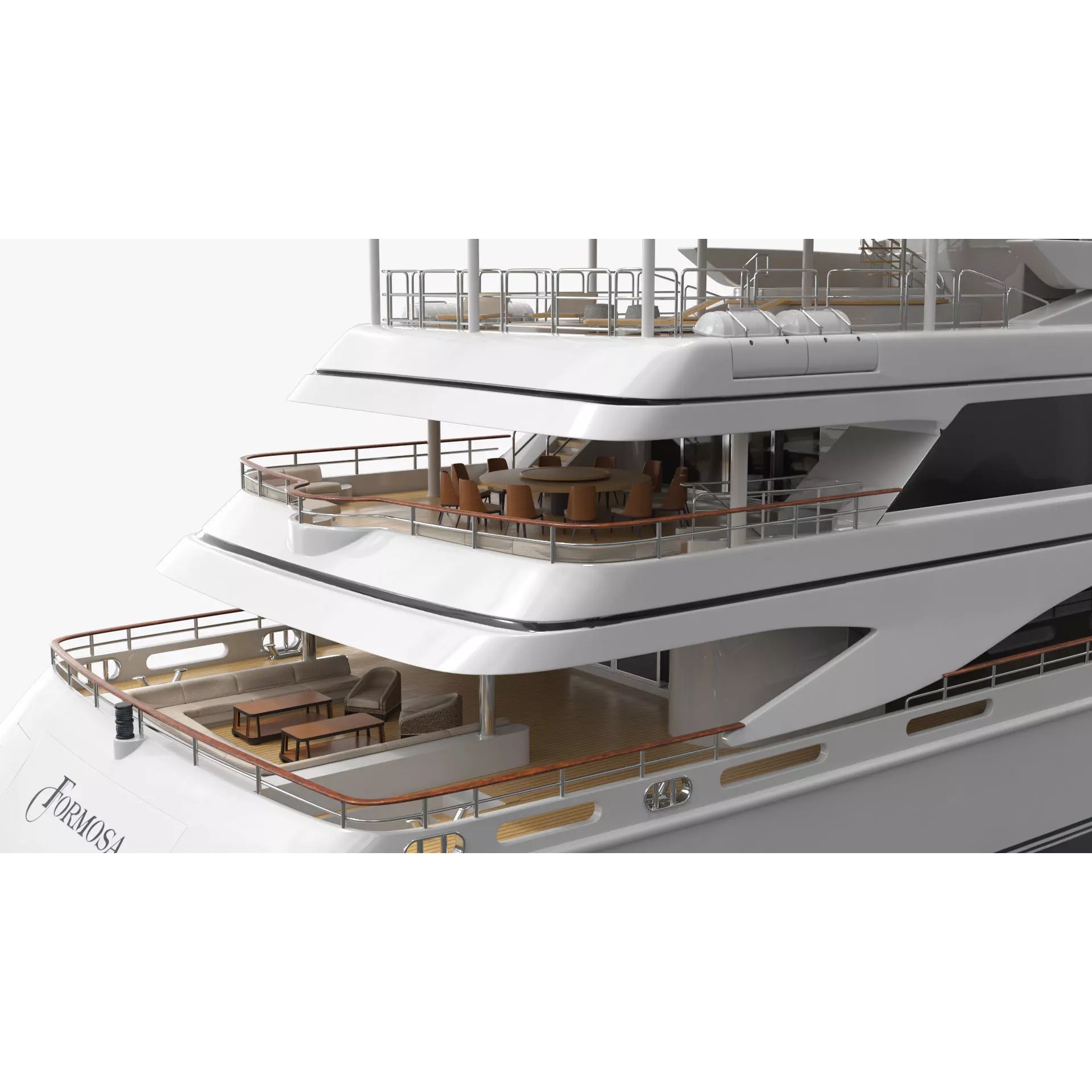 Luxury Ocean Yacht Formosa Multi-Deck - PBR 3D Model - View 8