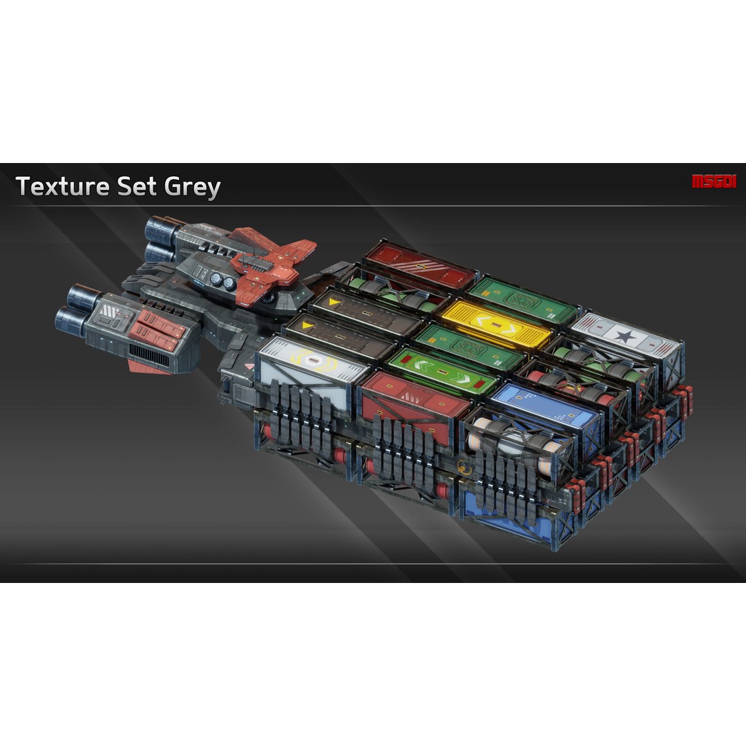 CFS24 Heavy Freighter 3D Model – Low Poly Game Asset, FBX, OBJ - View 10