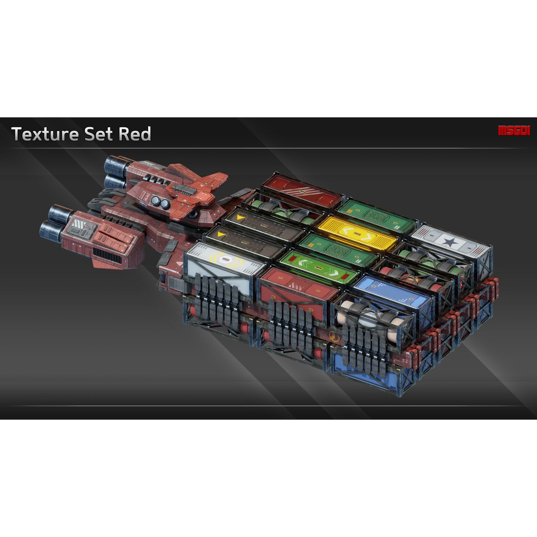 CFS24 Heavy Freighter 3D Model – Low Poly Game Asset, FBX, OBJ - View 11