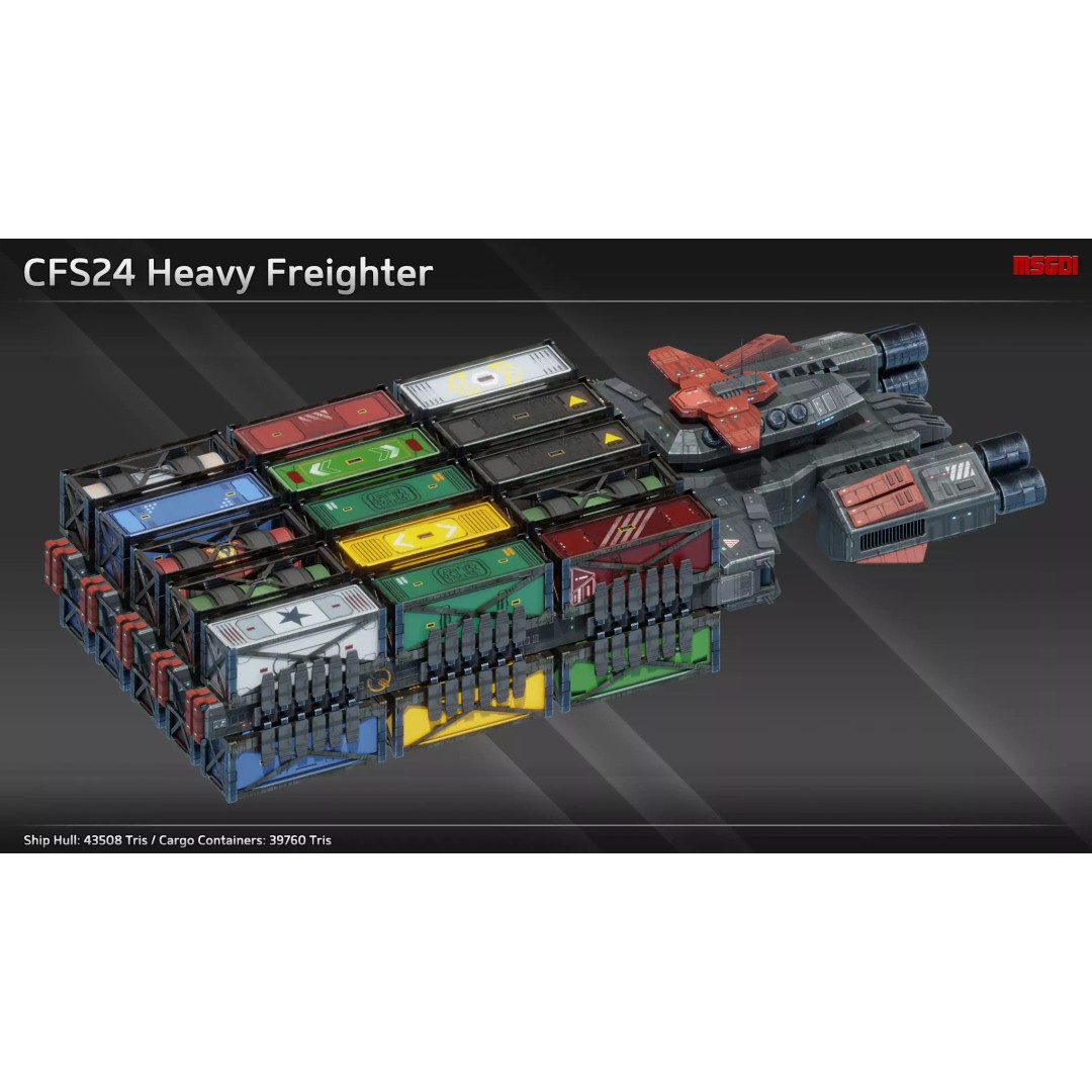 CFS24 Heavy Freighter 3D Model – Low Poly Game Asset, FBX, OBJ - View 2