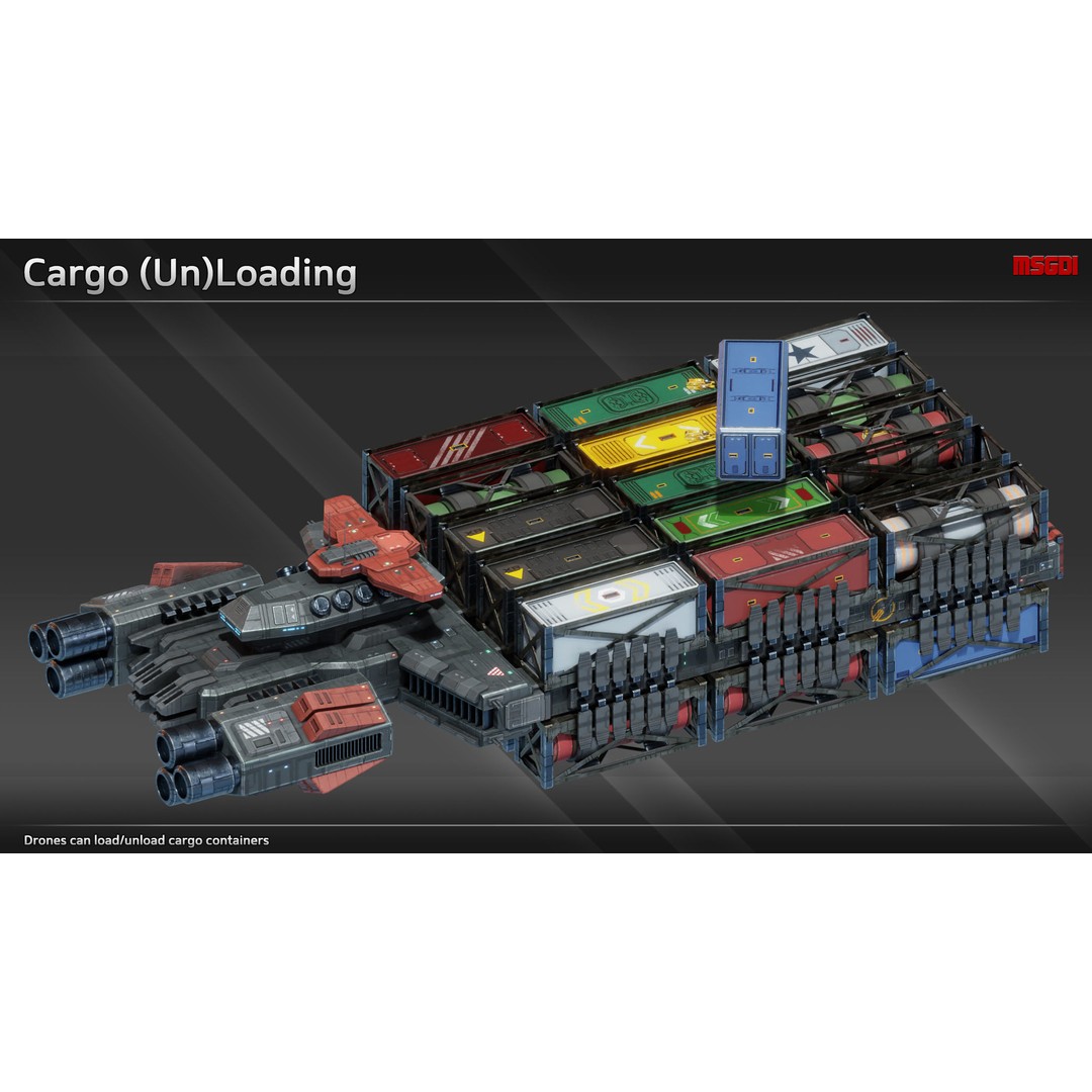 CFS24 Heavy Freighter 3D Model – Low Poly Game Asset, FBX, OBJ - View 6