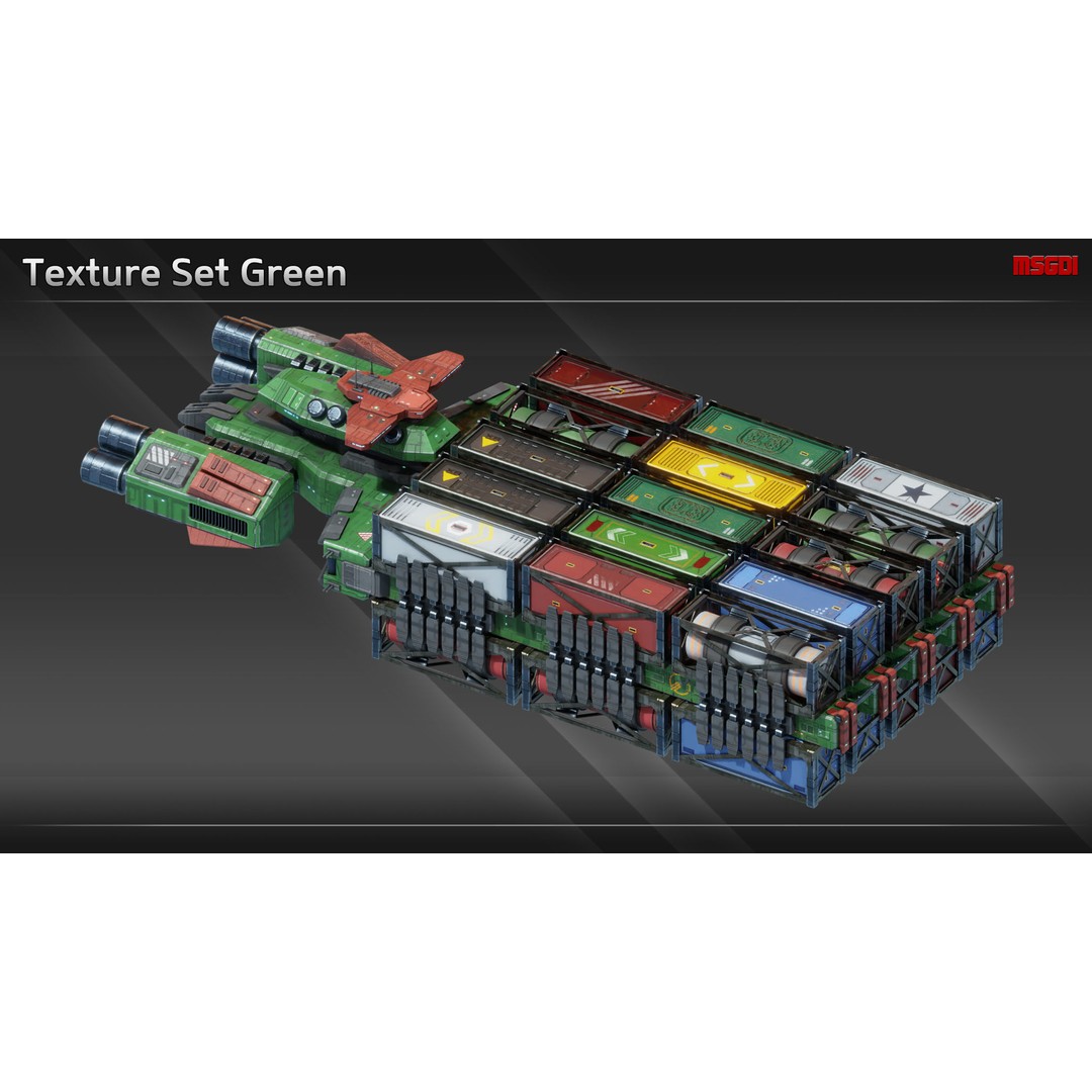 CFS24 Heavy Freighter 3D Model – Low Poly Game Asset, FBX, OBJ - View 9