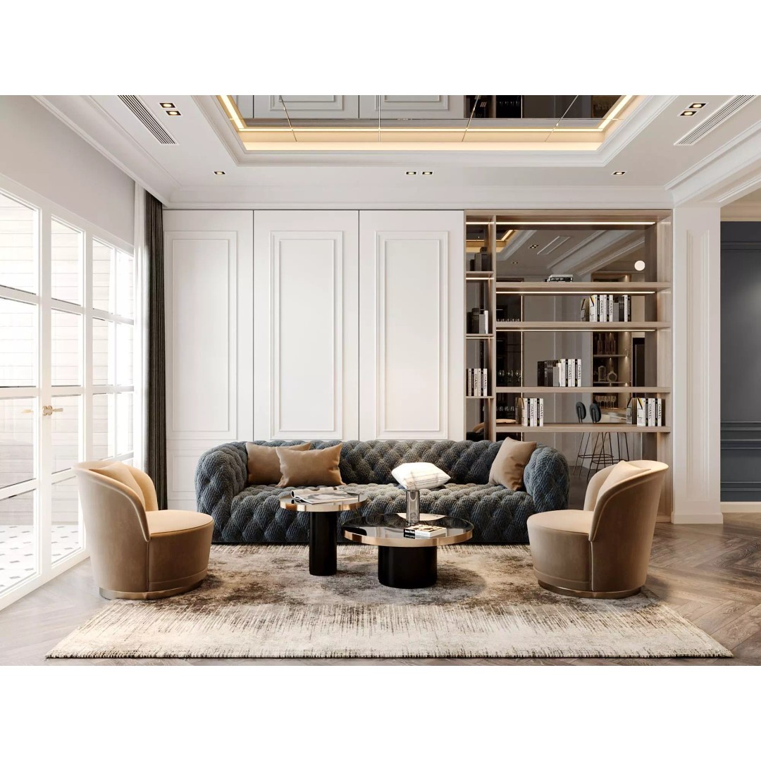 Neo Classic Living Room 3D Model – High-Quality Interior Scene, FBX - View 2