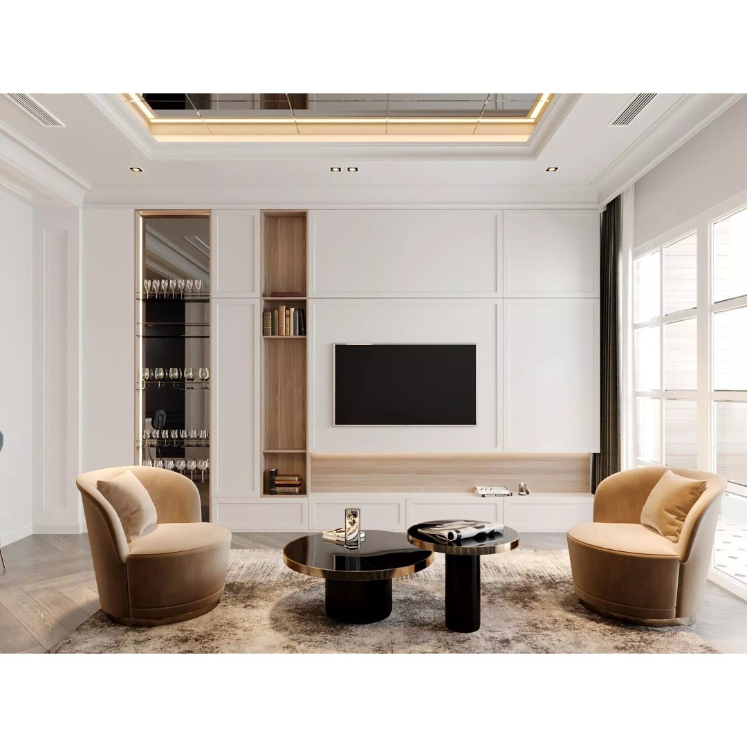 Neo Classic Living Room 3D Model – High-Quality Interior Scene, FBX - View 3