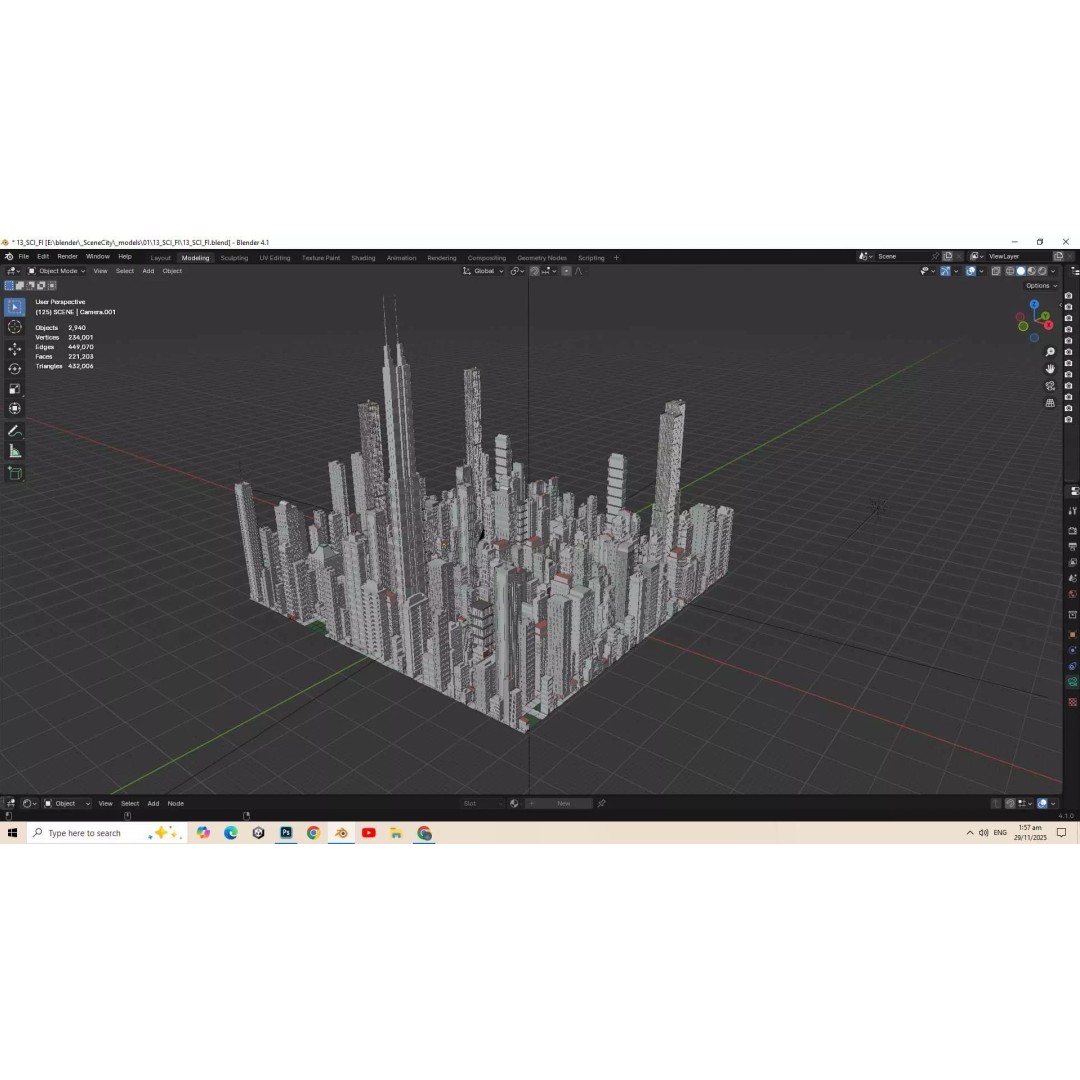 Alien Planet City 3D Model – Low Poly Sci-Fi Landscape for Games - View 15