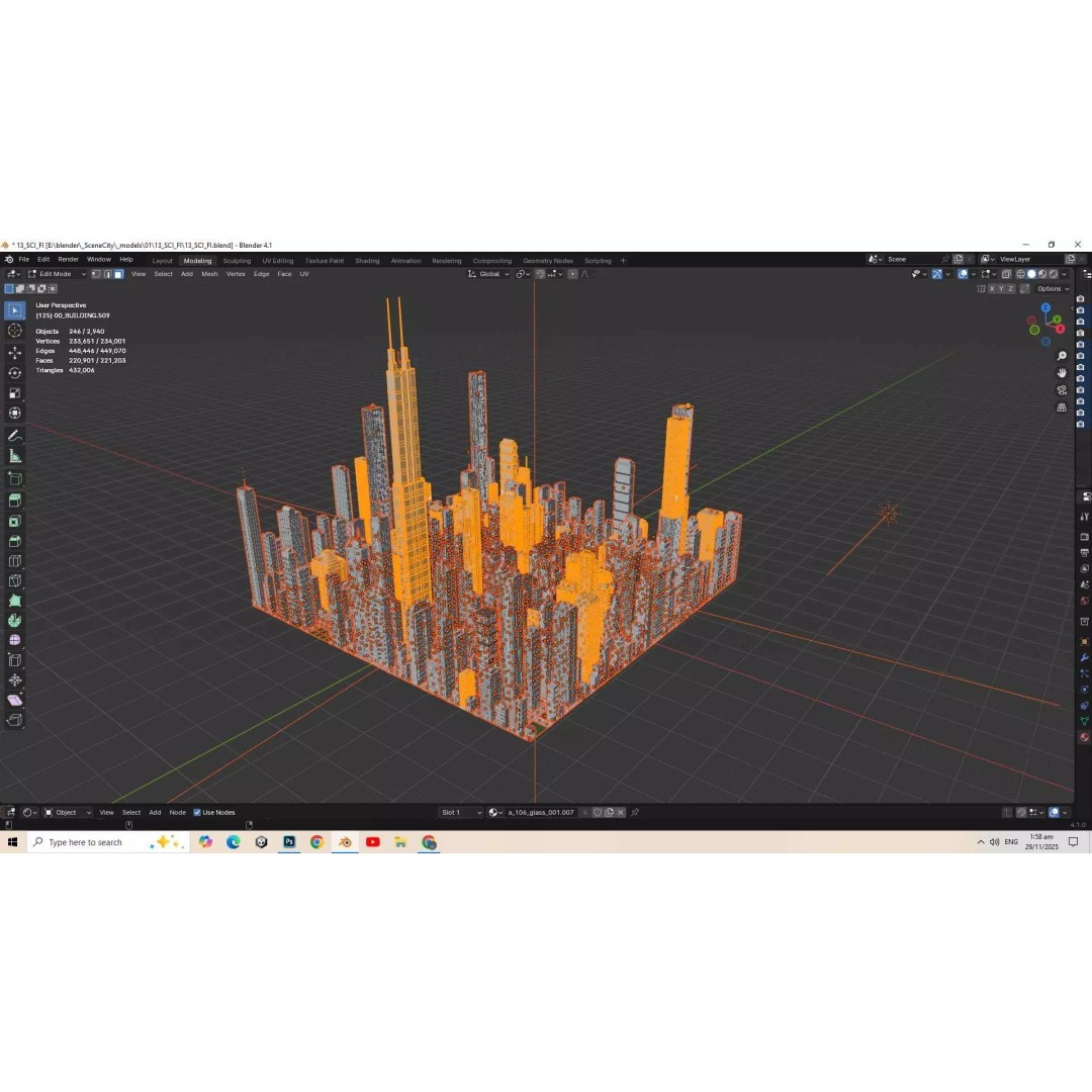 Alien Planet City 3D Model – Low Poly Sci-Fi Landscape for Games - View 16