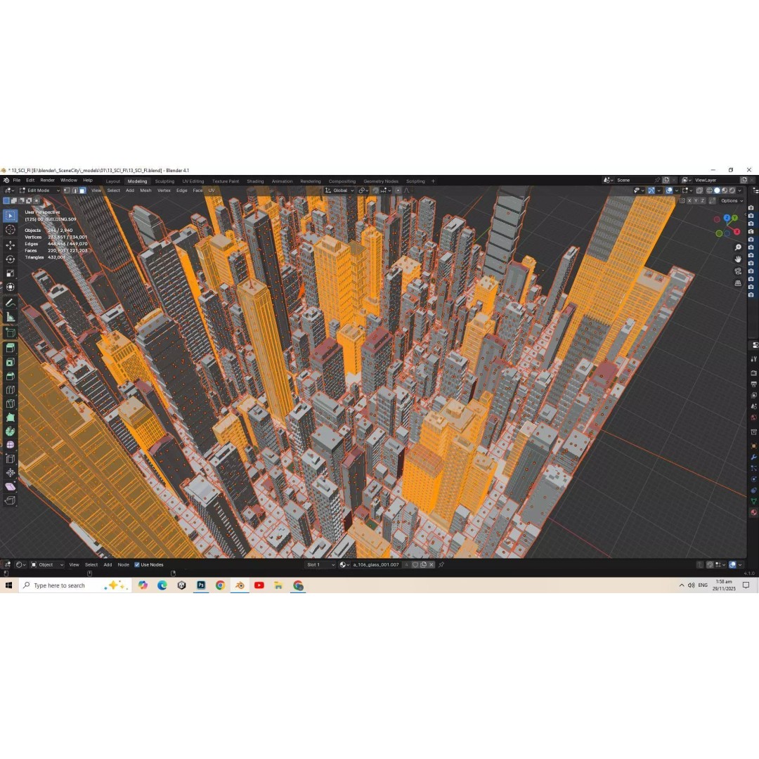 Alien Planet City 3D Model – Low Poly Sci-Fi Landscape for Games - View 17